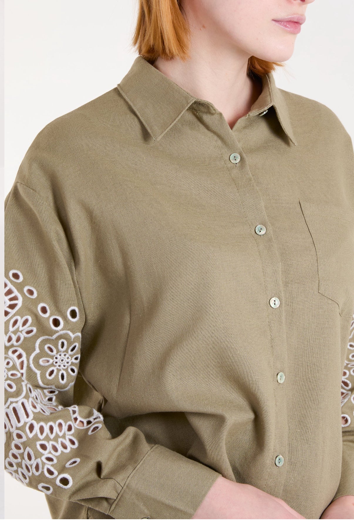 Linen Arm Embroidered Shirt