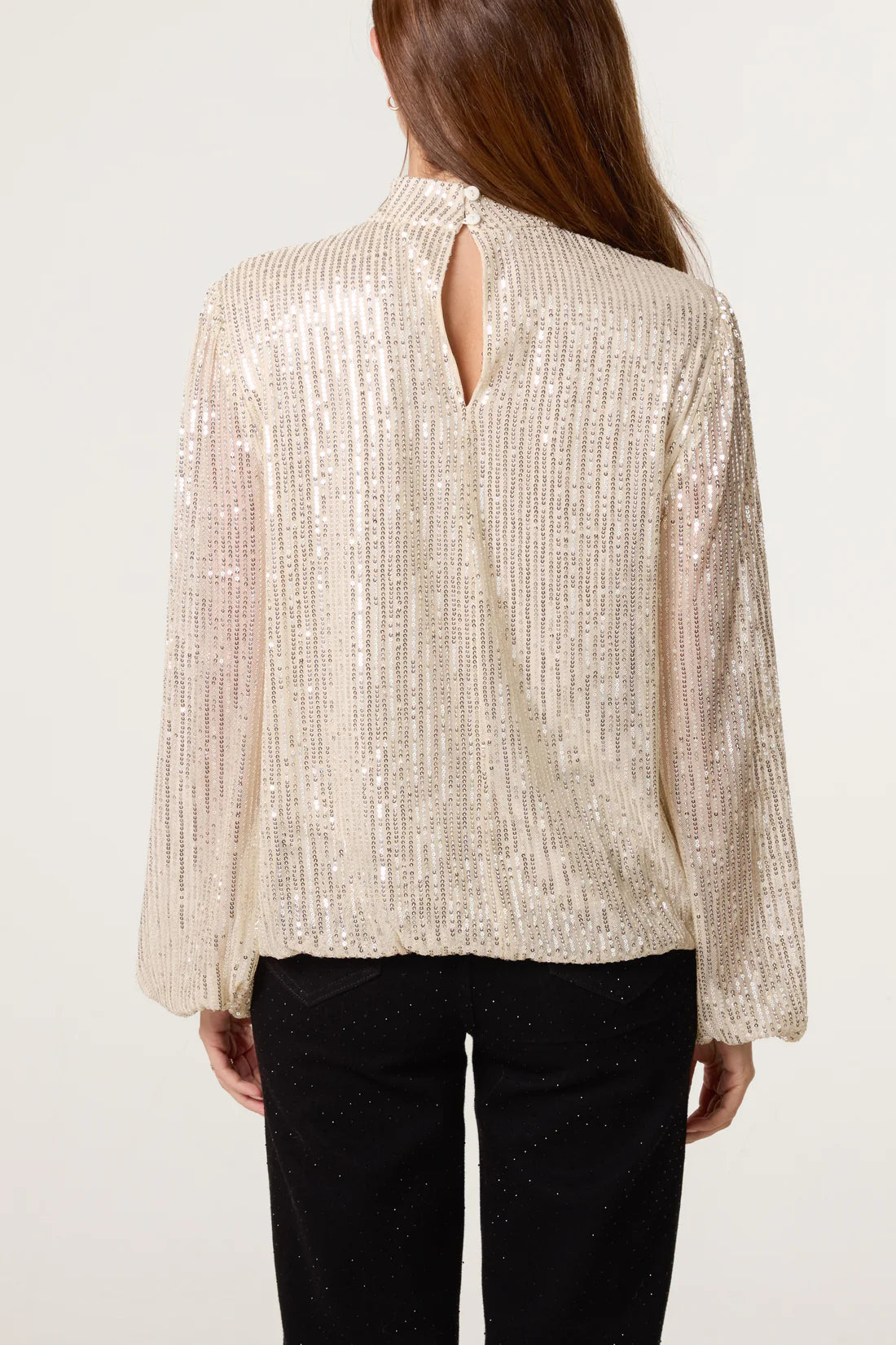 Sequin Highneck Champagne