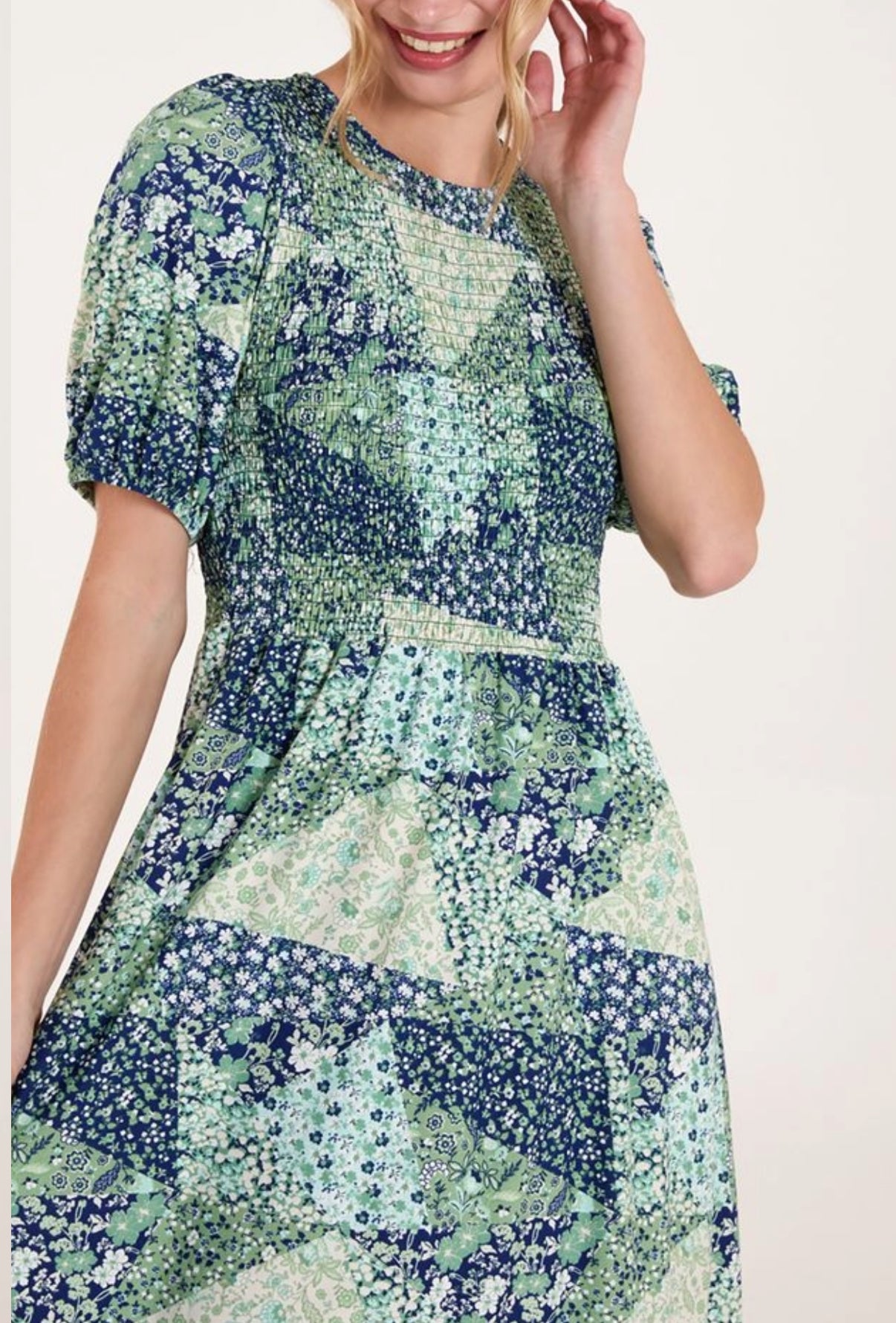 Ditsy Shirred Dress