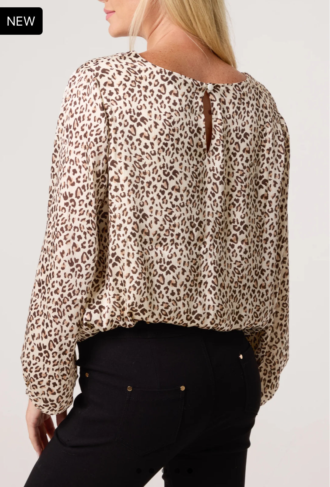 Leopard Bubble Sleeve Top