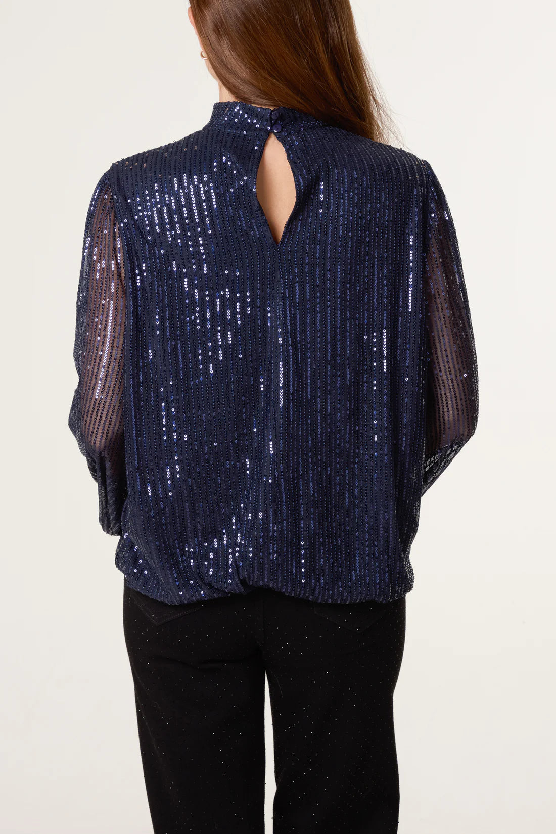 Sequin Highneck Navy