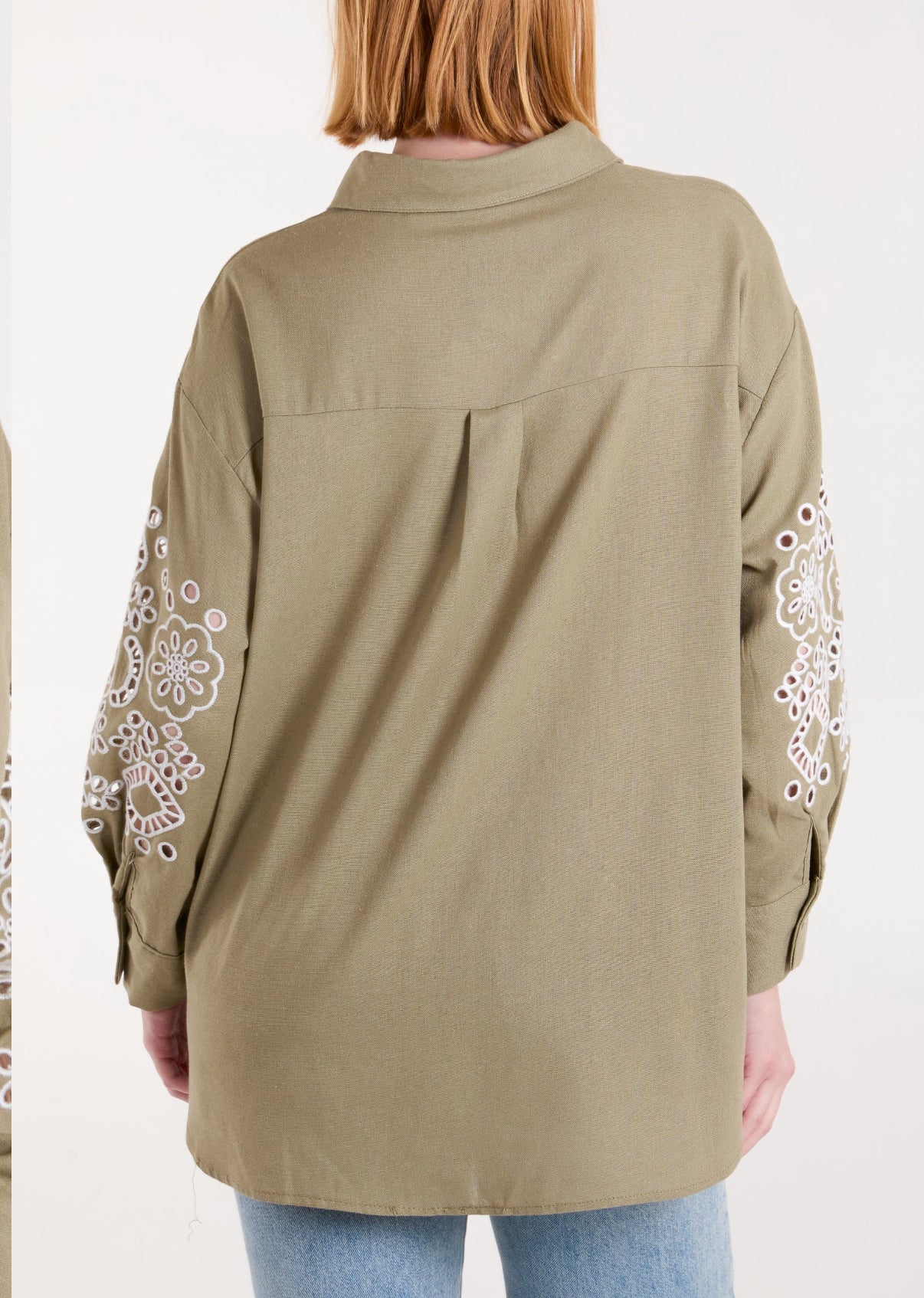 Linen Arm Embroidered Shirt