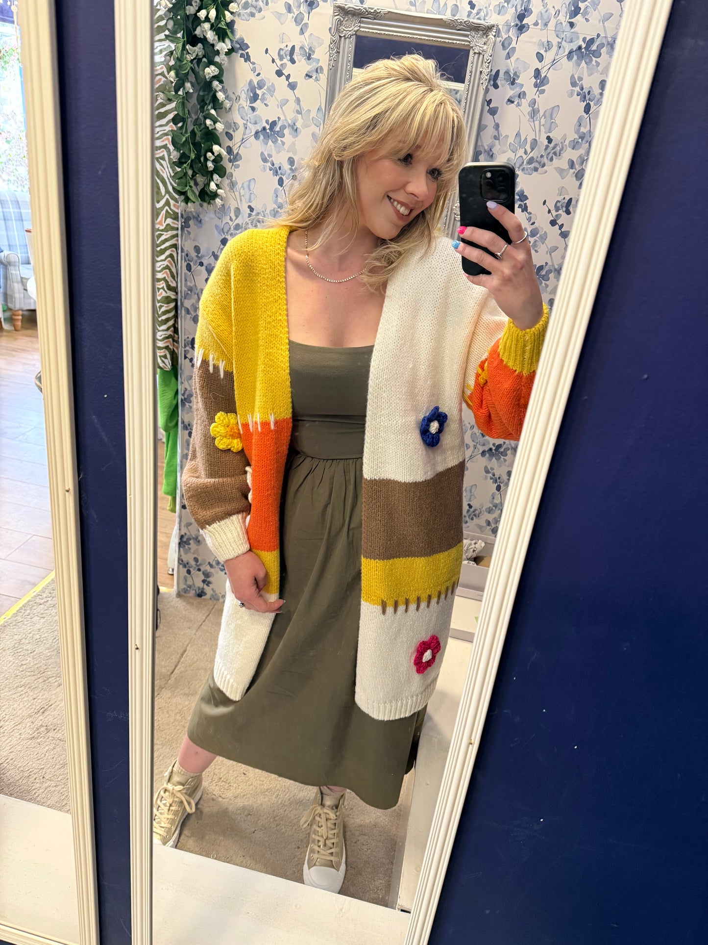 Longline Stitch Cardi -Mustard