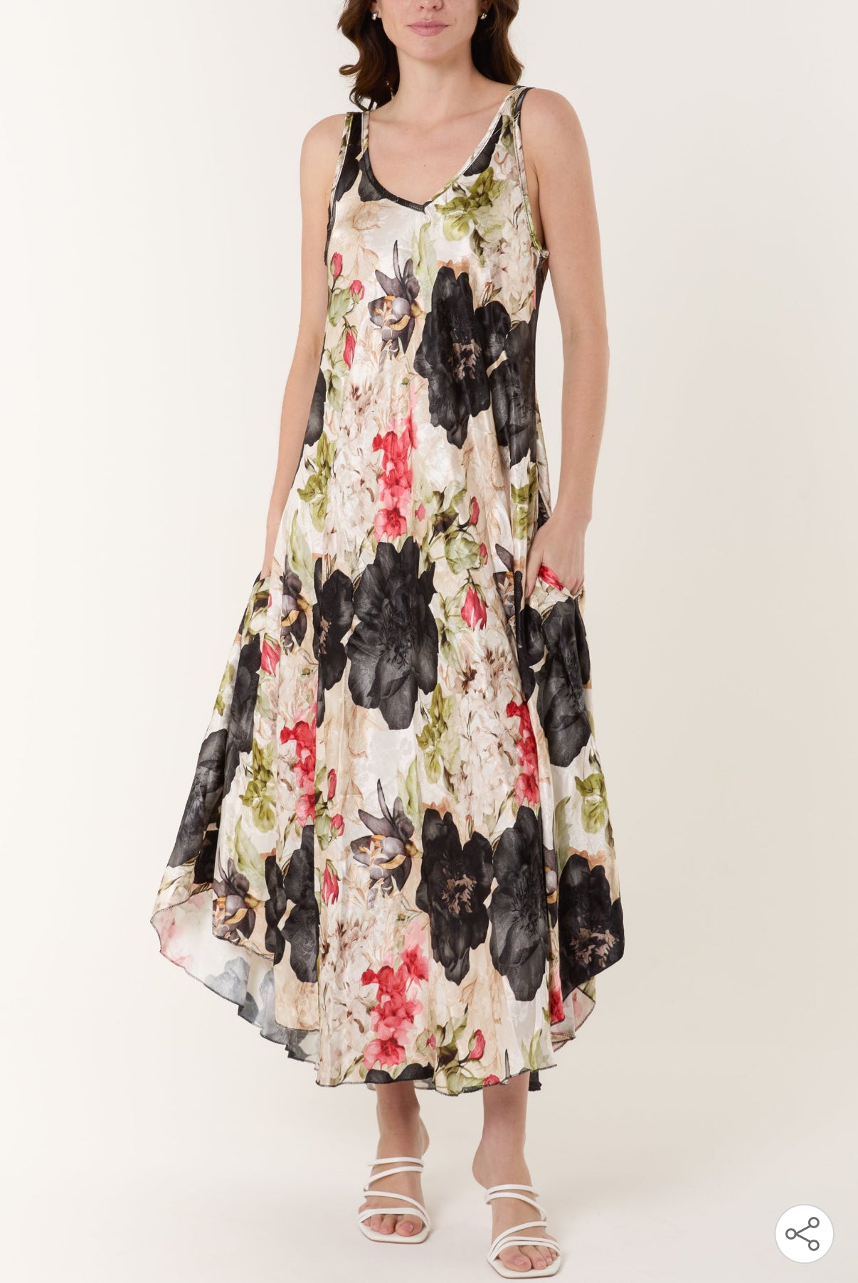 Silk Blend Floral Maxi BLACK