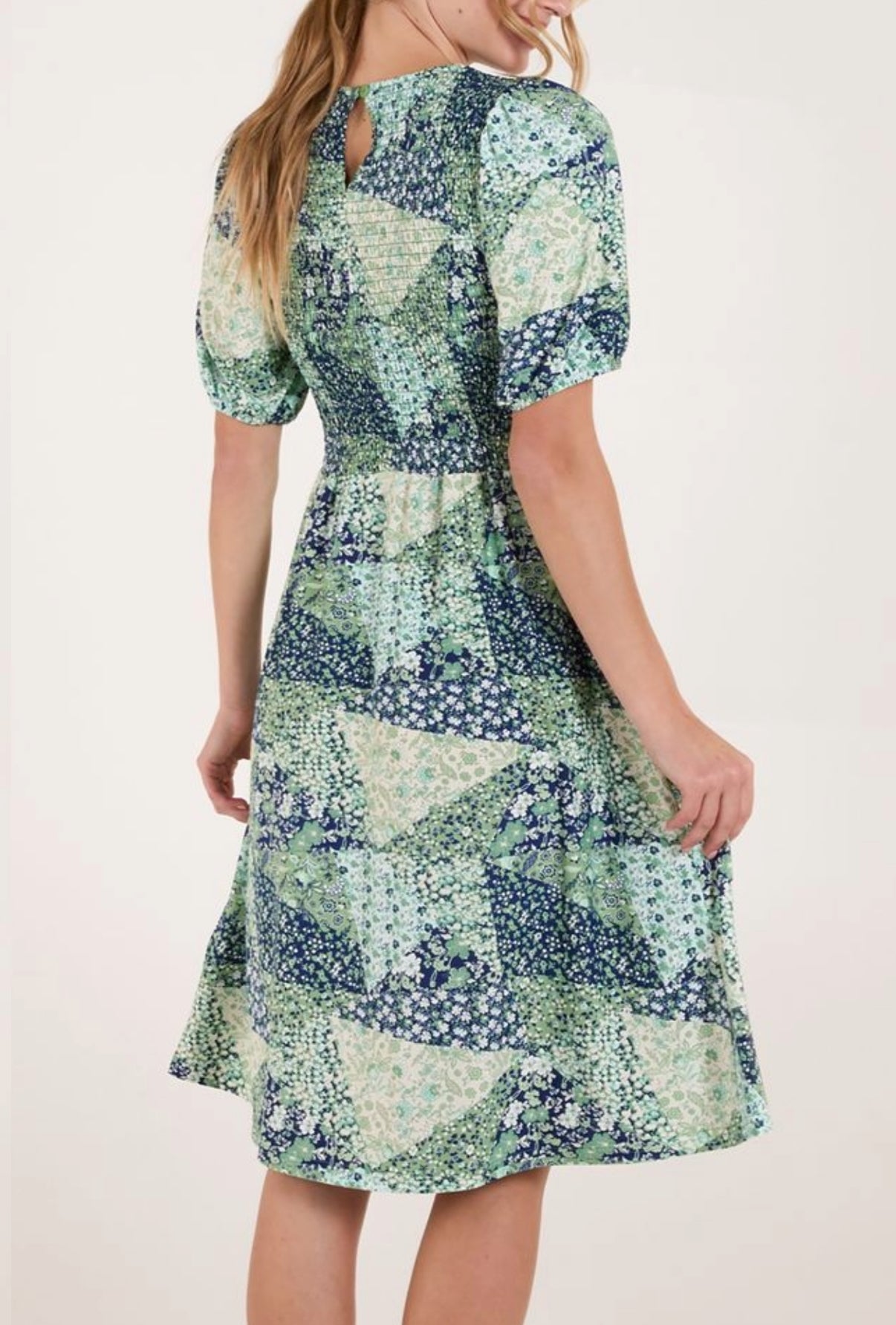 Ditsy Shirred Dress
