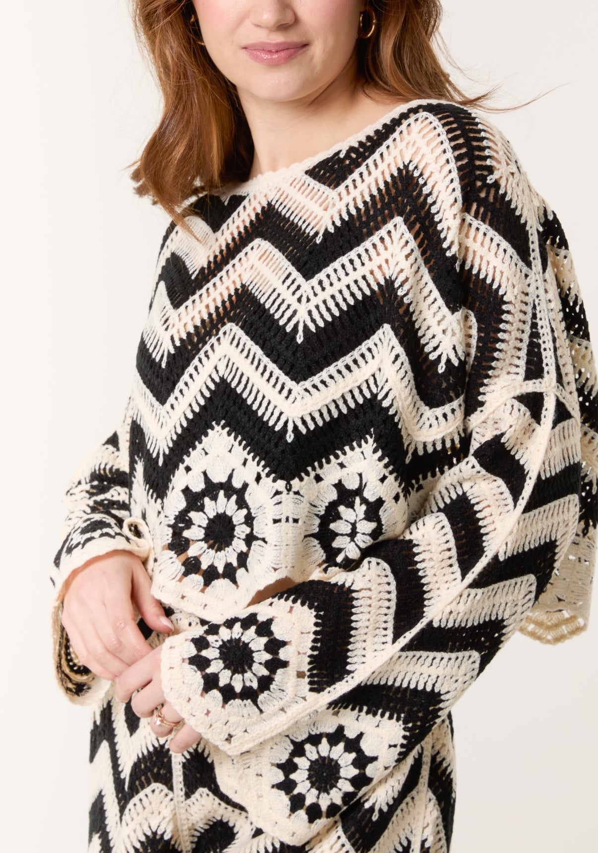B + W Crochet Top