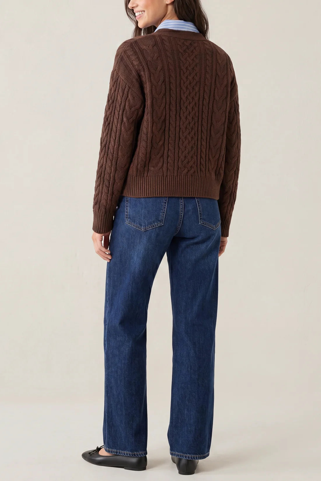 Stripe Knit Collar Chocolate