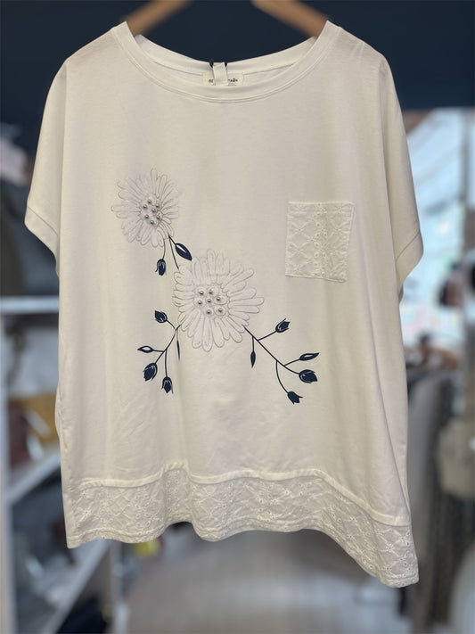 Flower White T