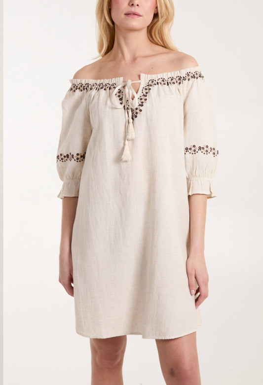 Cotton Blend Embroidered Dress