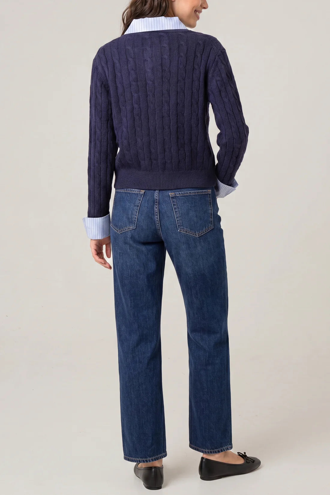 Stripe Knit Collar Navy