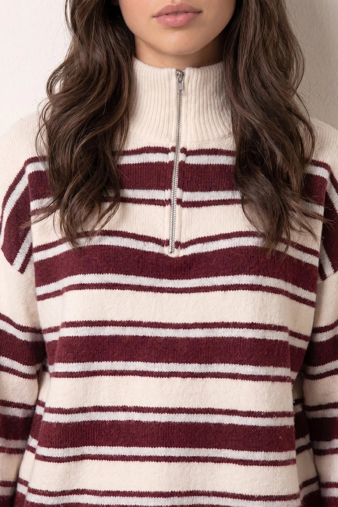 Stripe Zip Burgundy