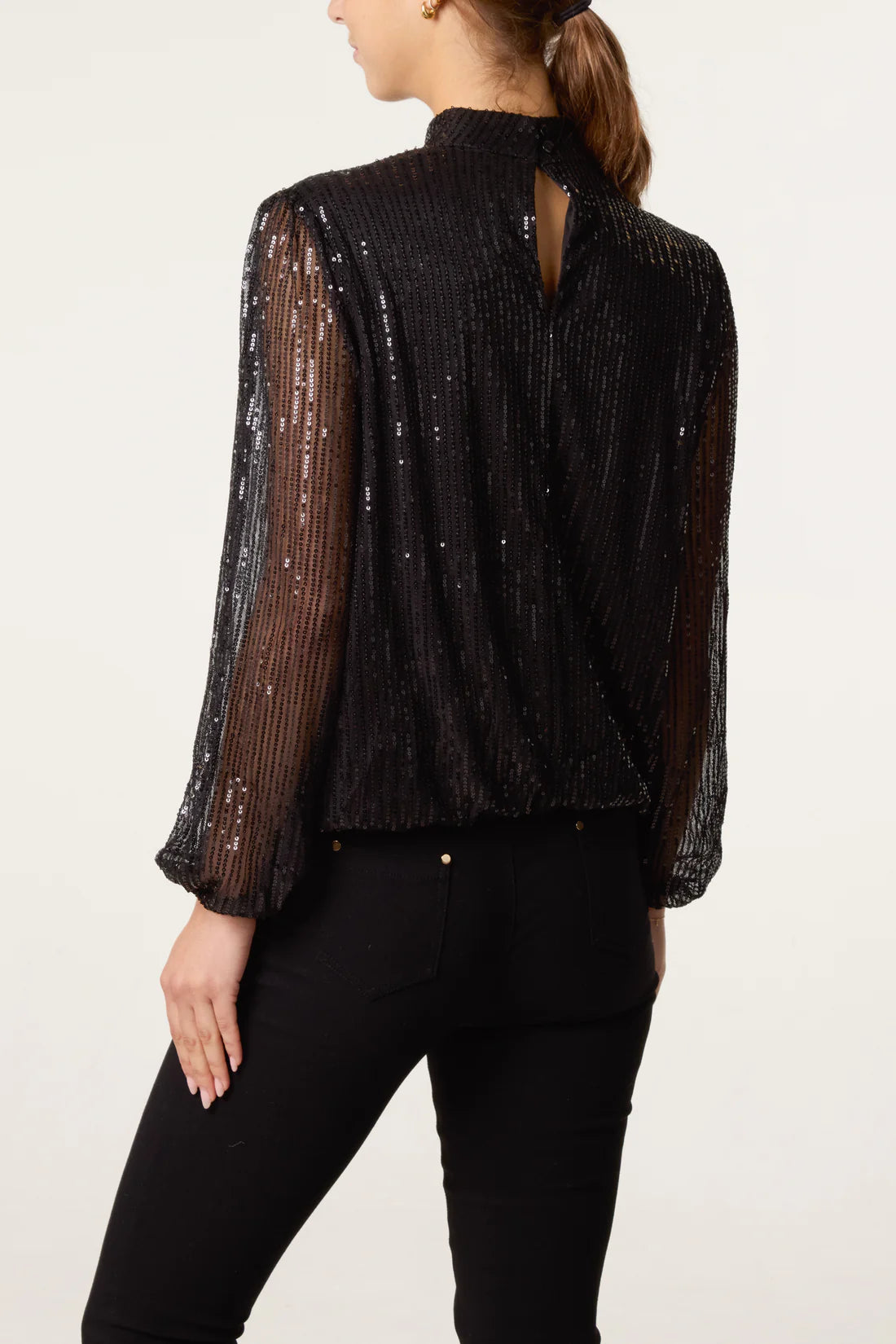 Sequin Highneck Black