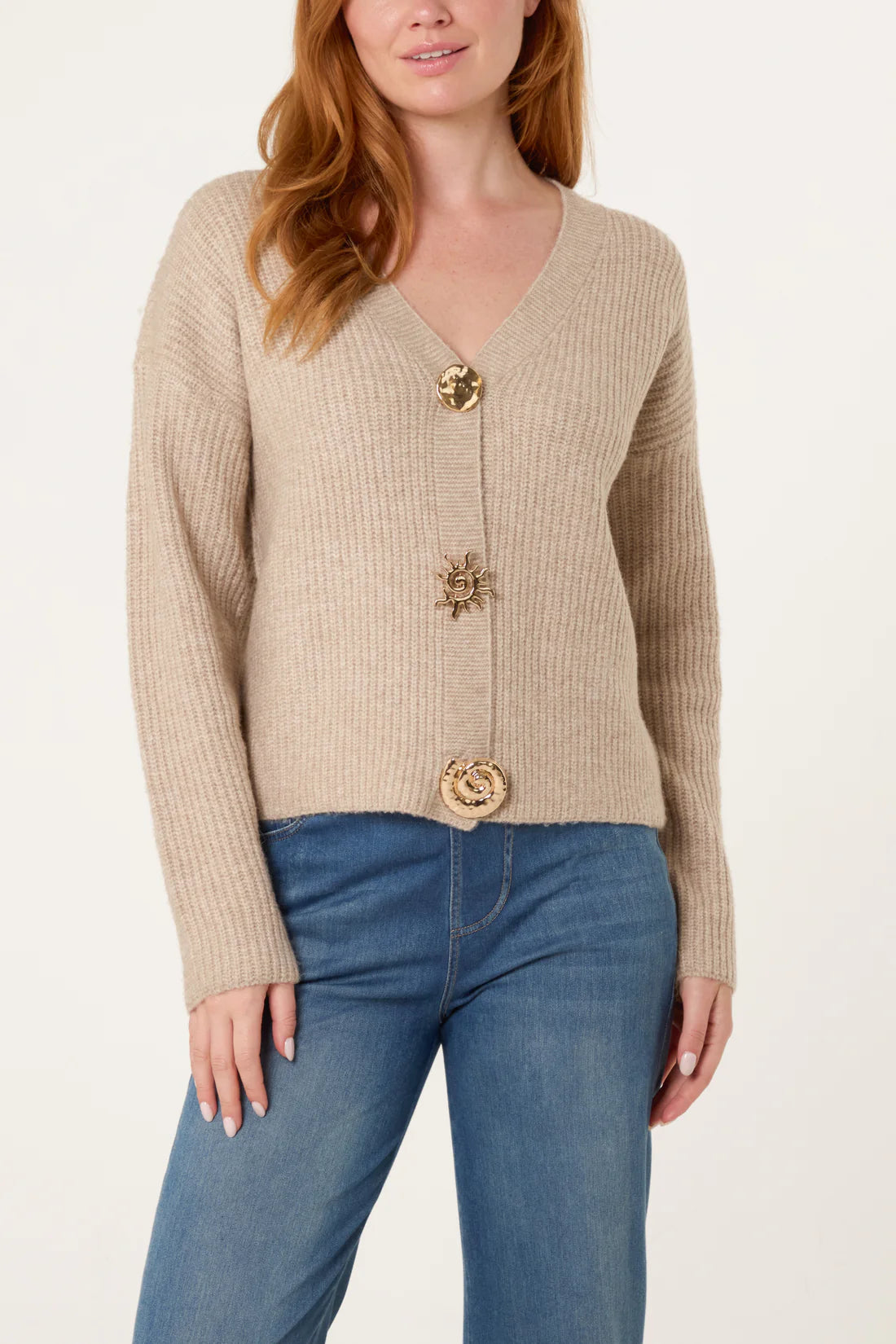 Beige Button Cardi