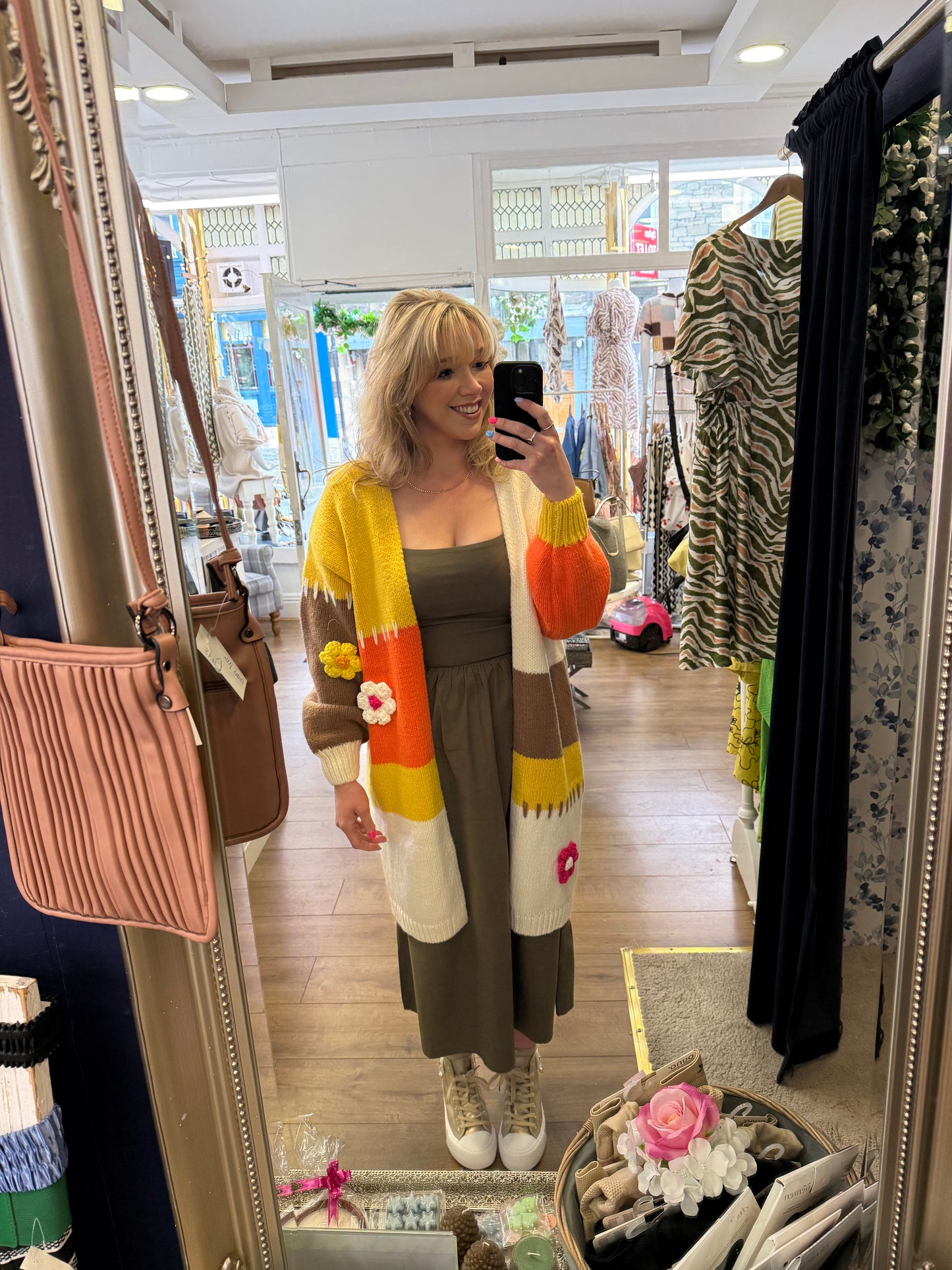 Longline Stitch Cardi  -Mustard