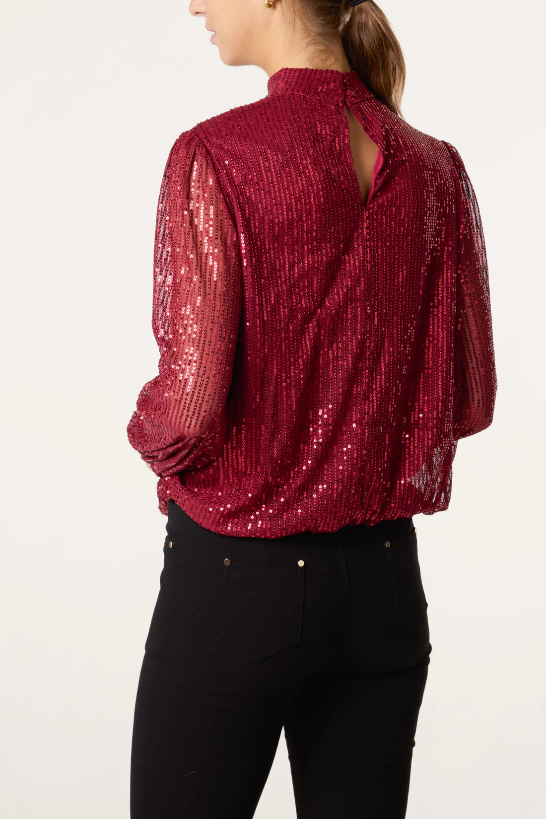 Sequin Highneck Burgundy