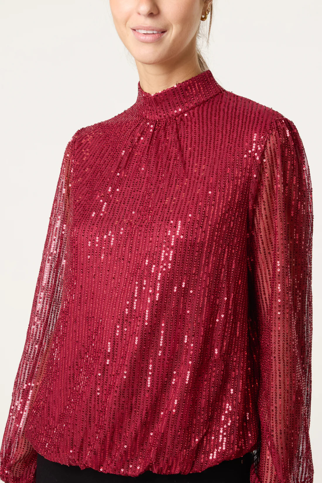 Sequin Highneck Burgundy