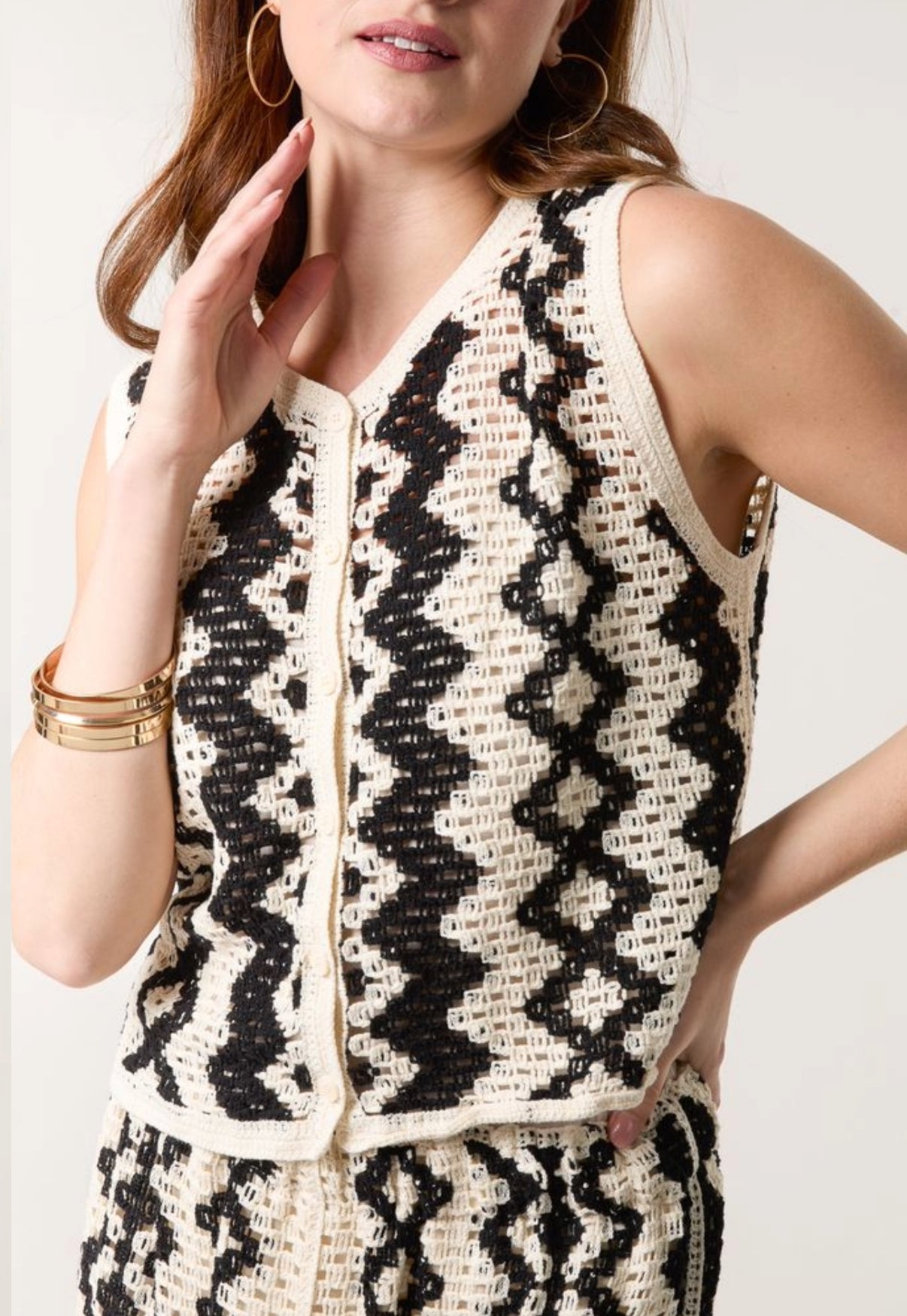 Crochet Waistcoat- B/W