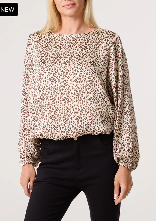 Leopard Bubble Sleeve Top