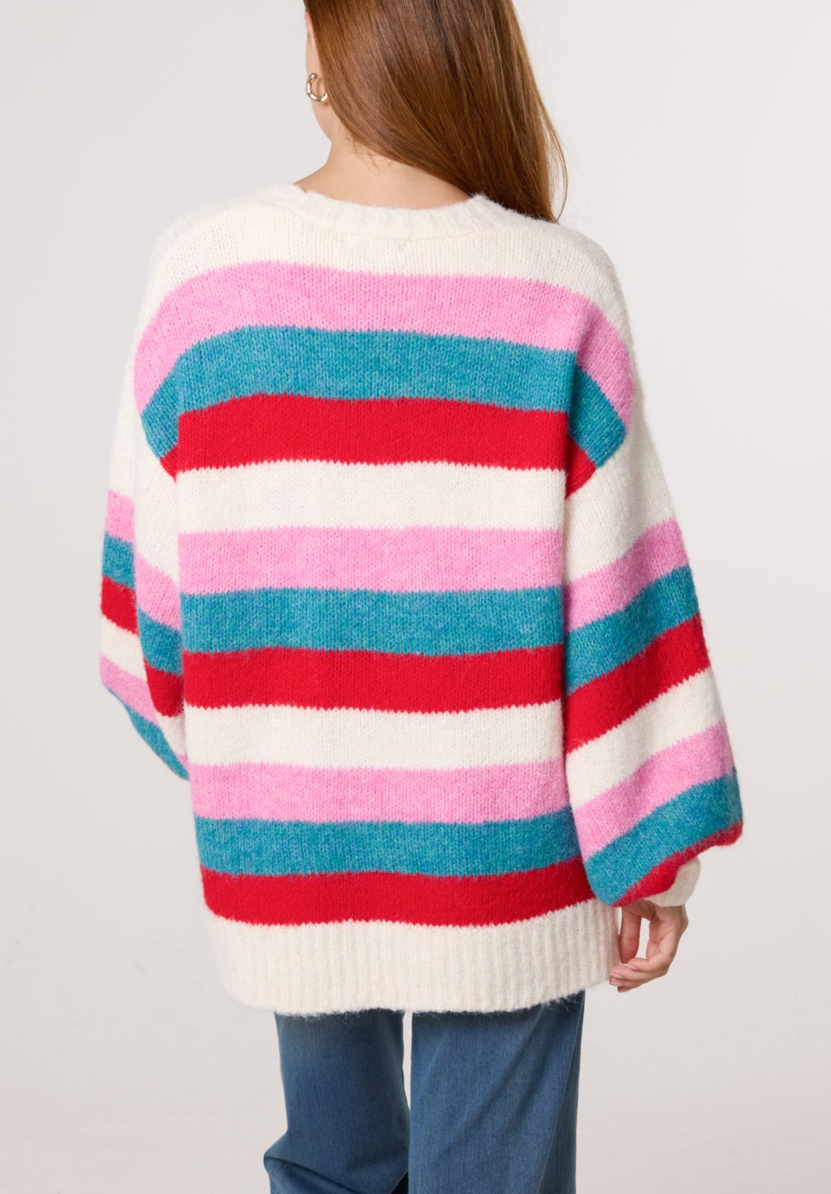 Stripe Button Cardi BLUE