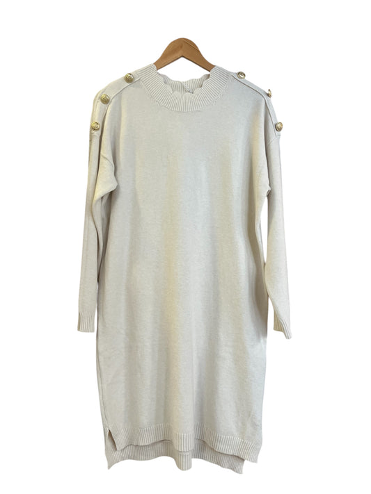 Button shoulder fine knit tunic
