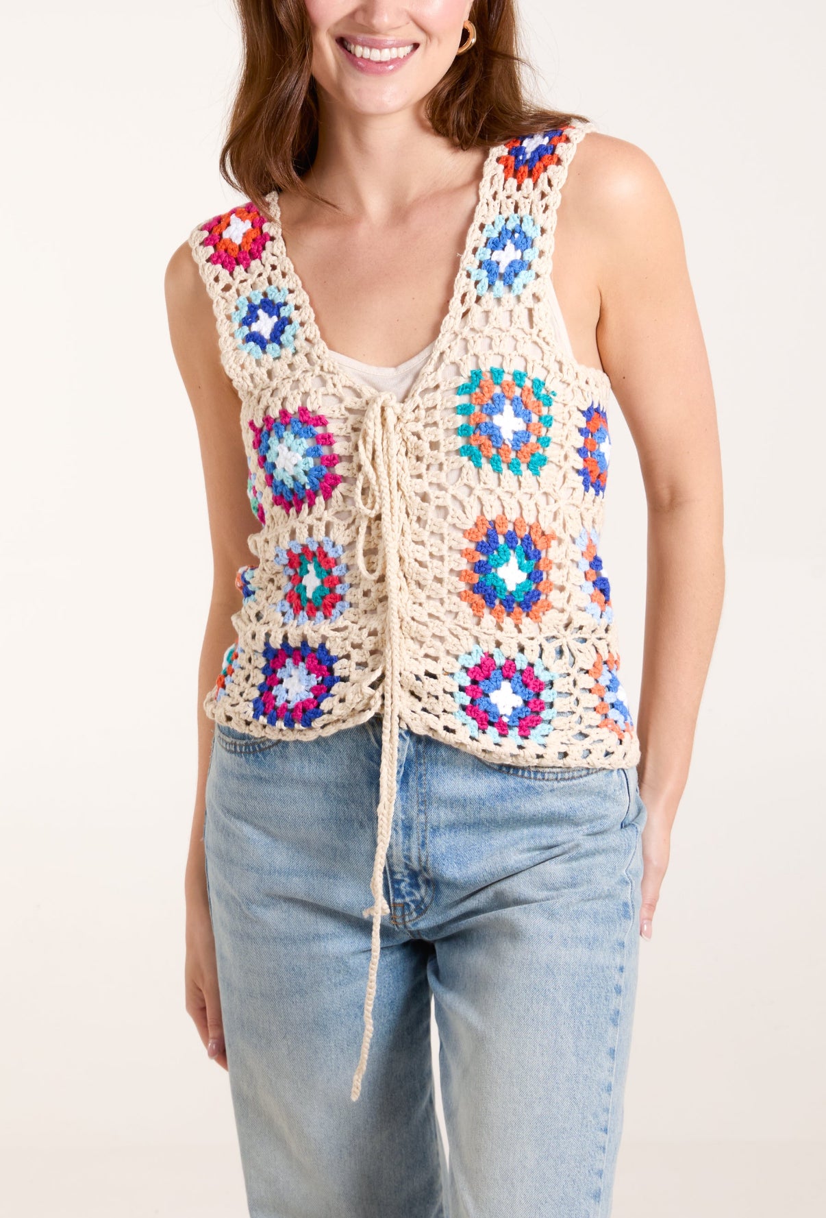 Crochet Colour Tie Waistcoat