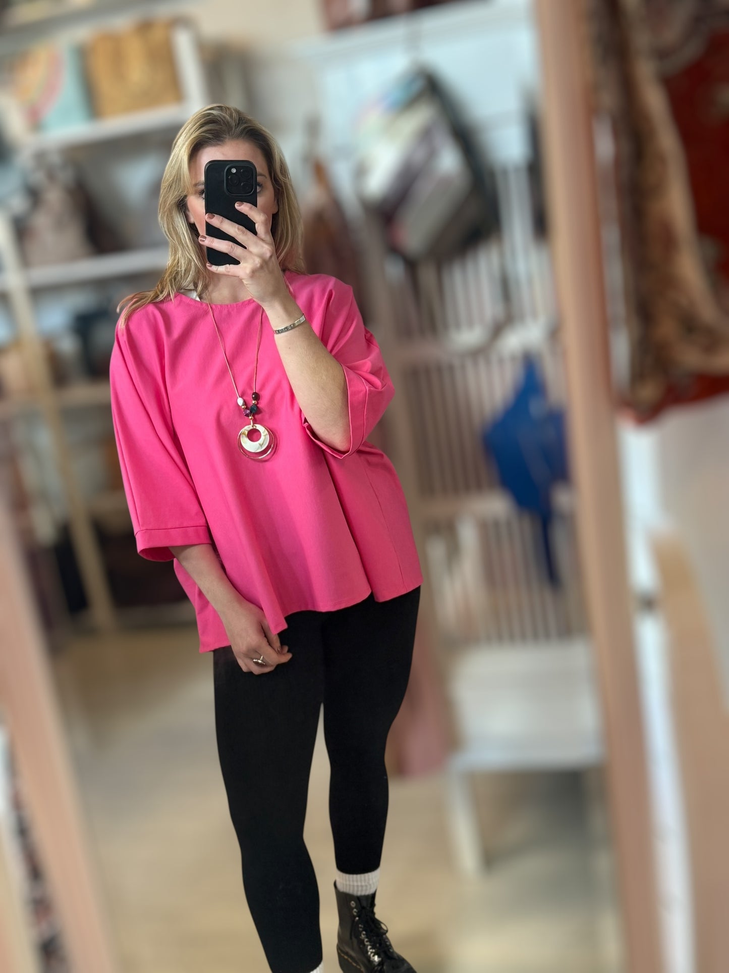 Oversized Tee Top & Necklace