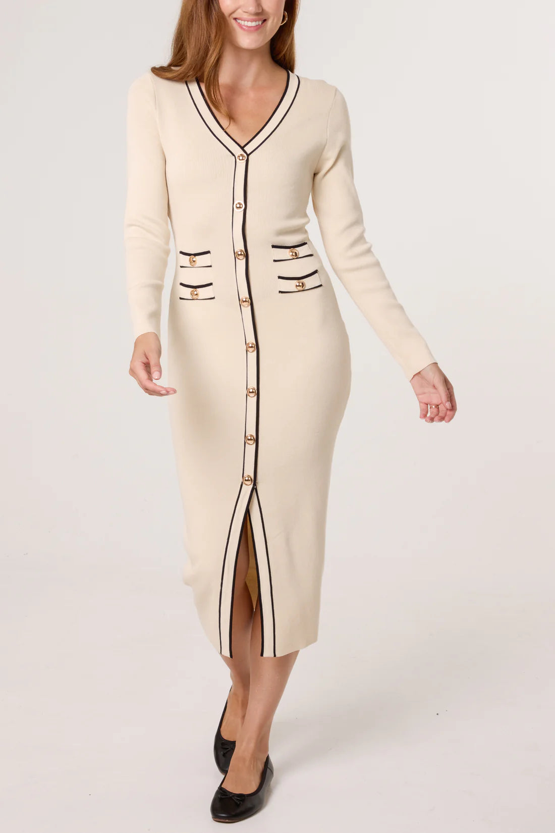 Gold Button Dress Stone