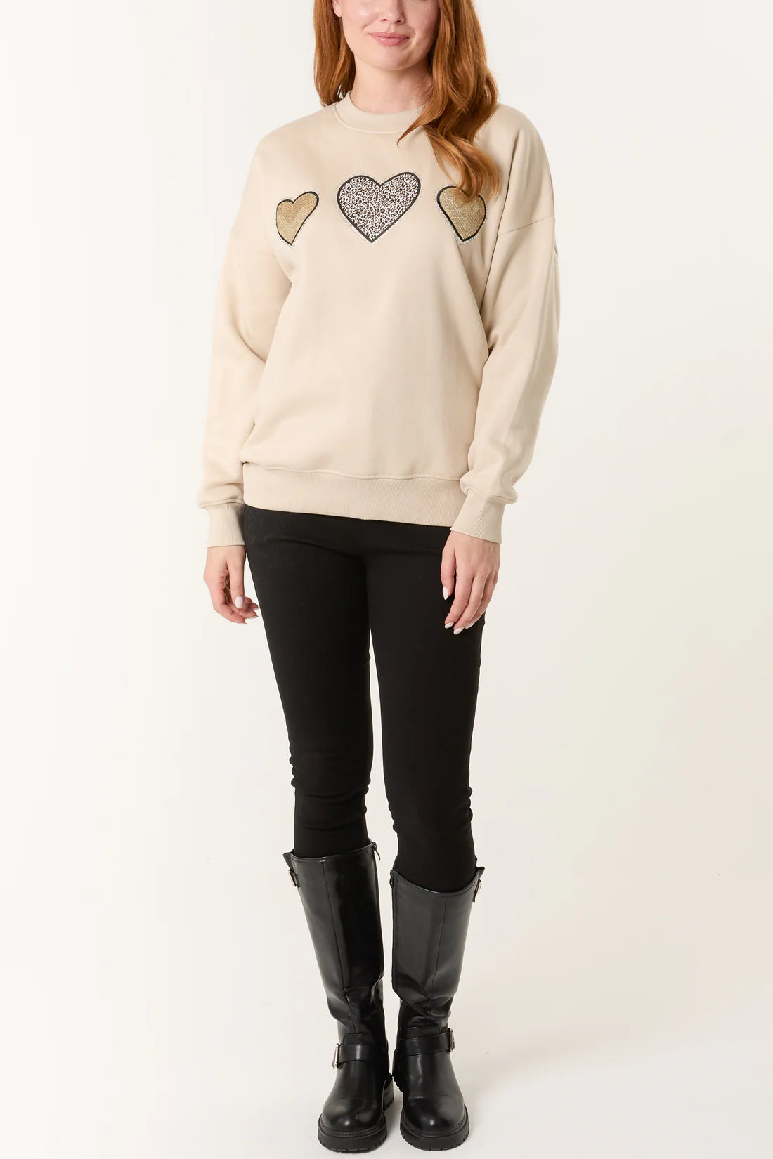 Heart Jumper Beige