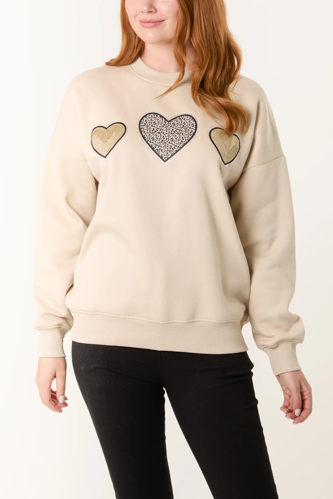 Heart Jumper Beige