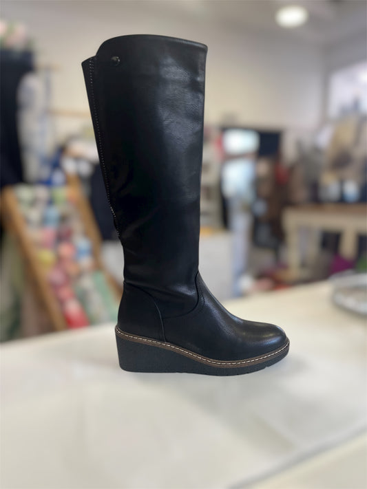 Long Wedged Boot Black