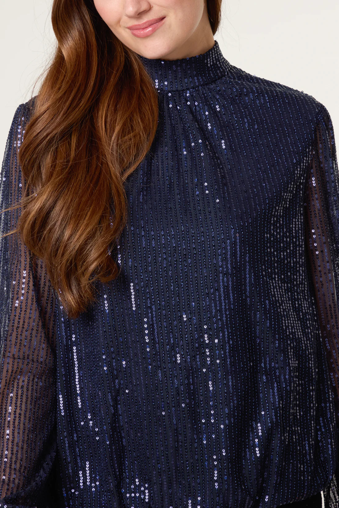 Sequin Highneck Navy