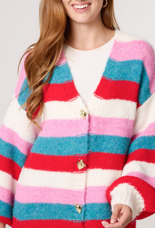 Stripe Button Cardi BLUE