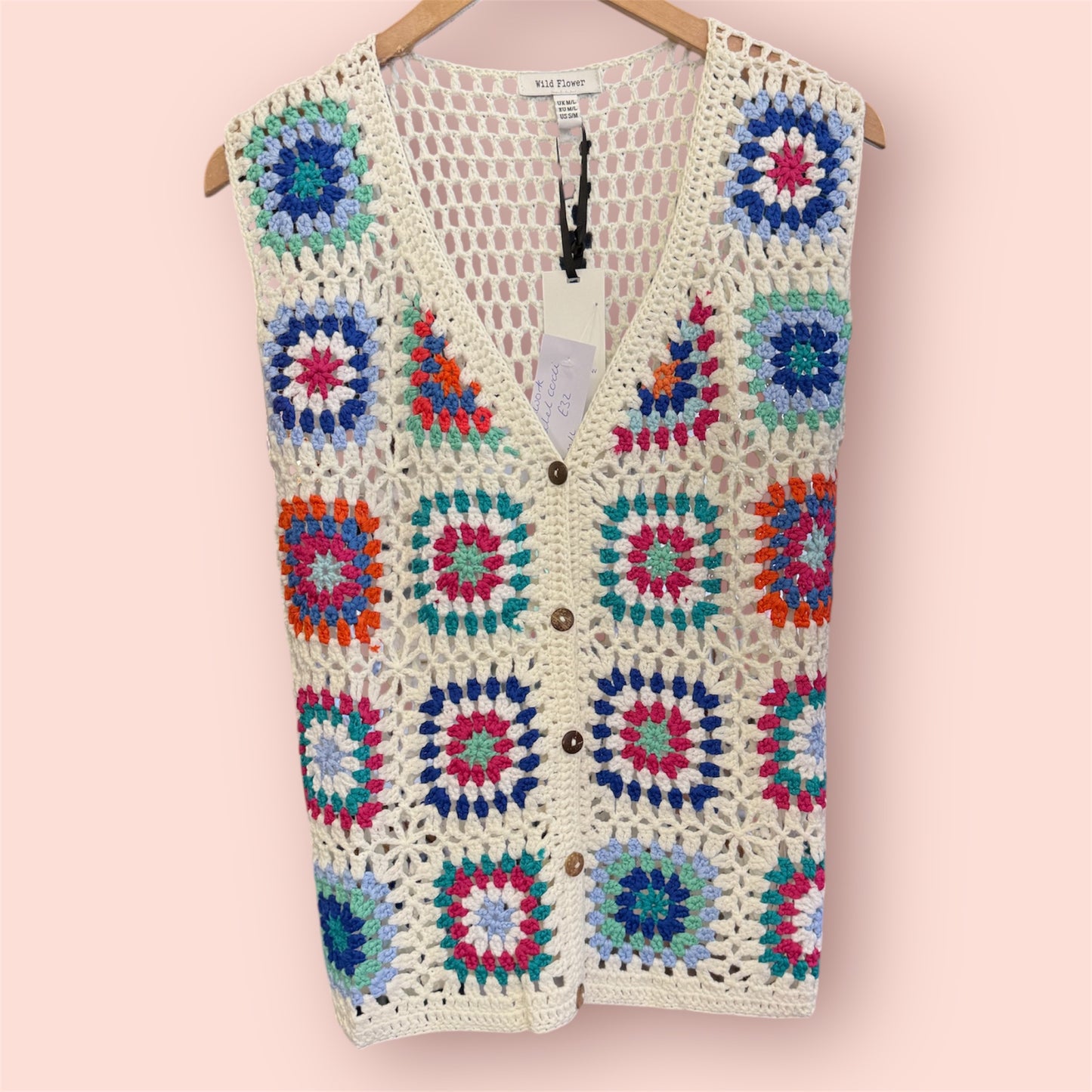 Patchwork Crochet Waistcoat IVORY