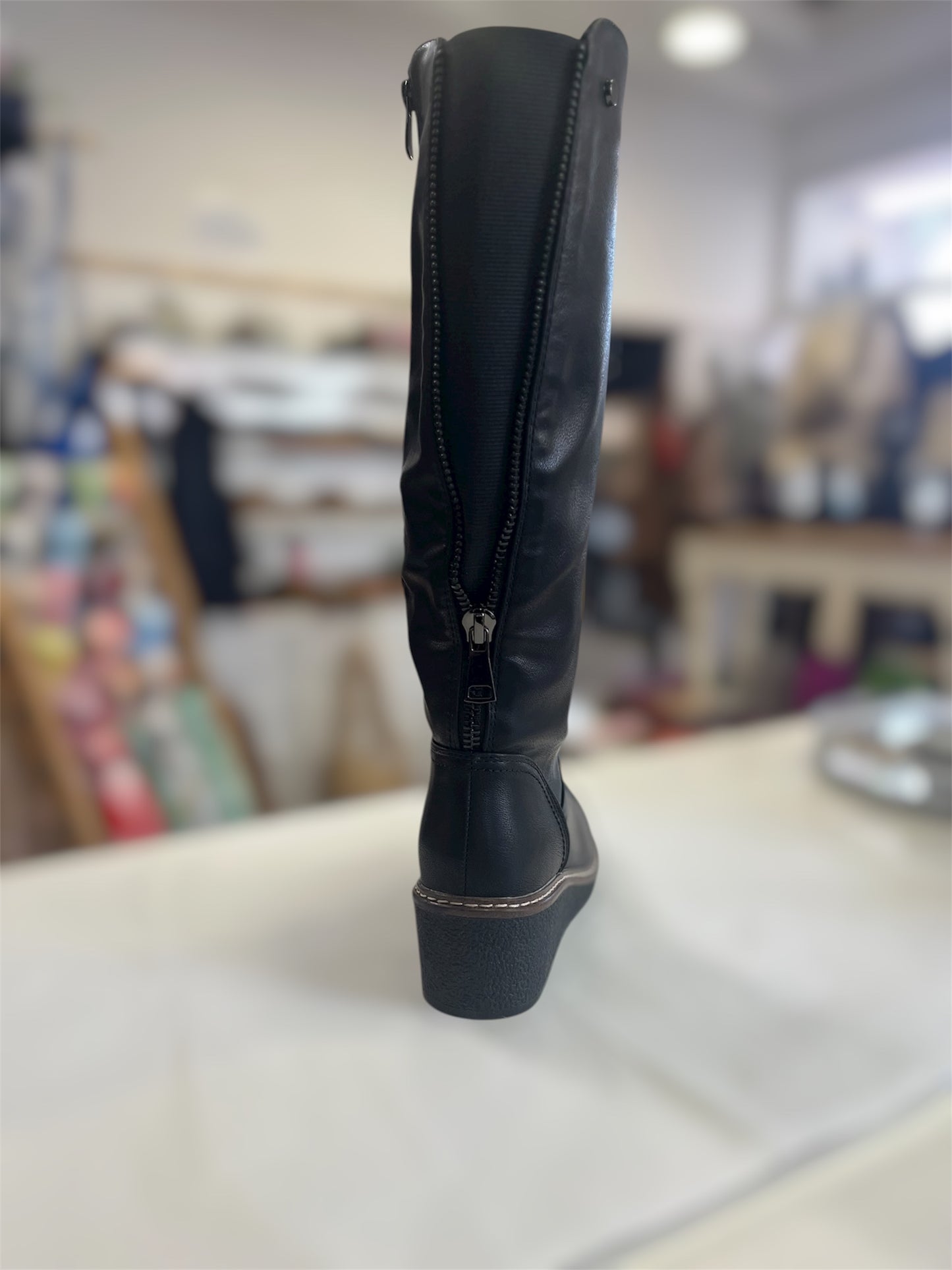 Long Wedged Boot Black