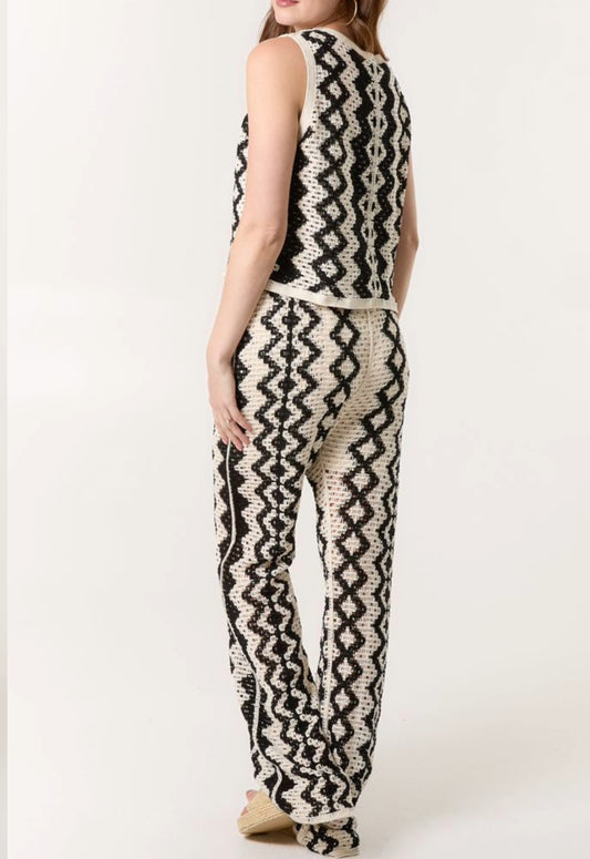 Crochet Trouser - B/W
