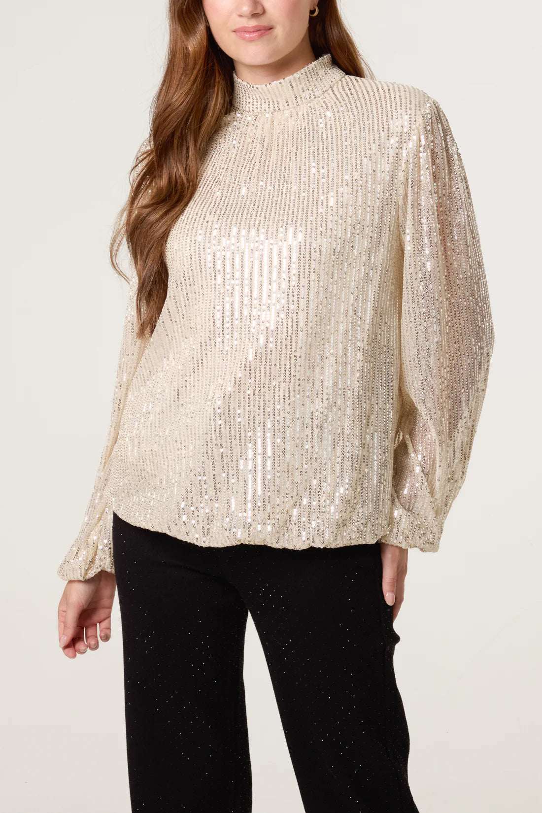 Sequin Highneck Champagne