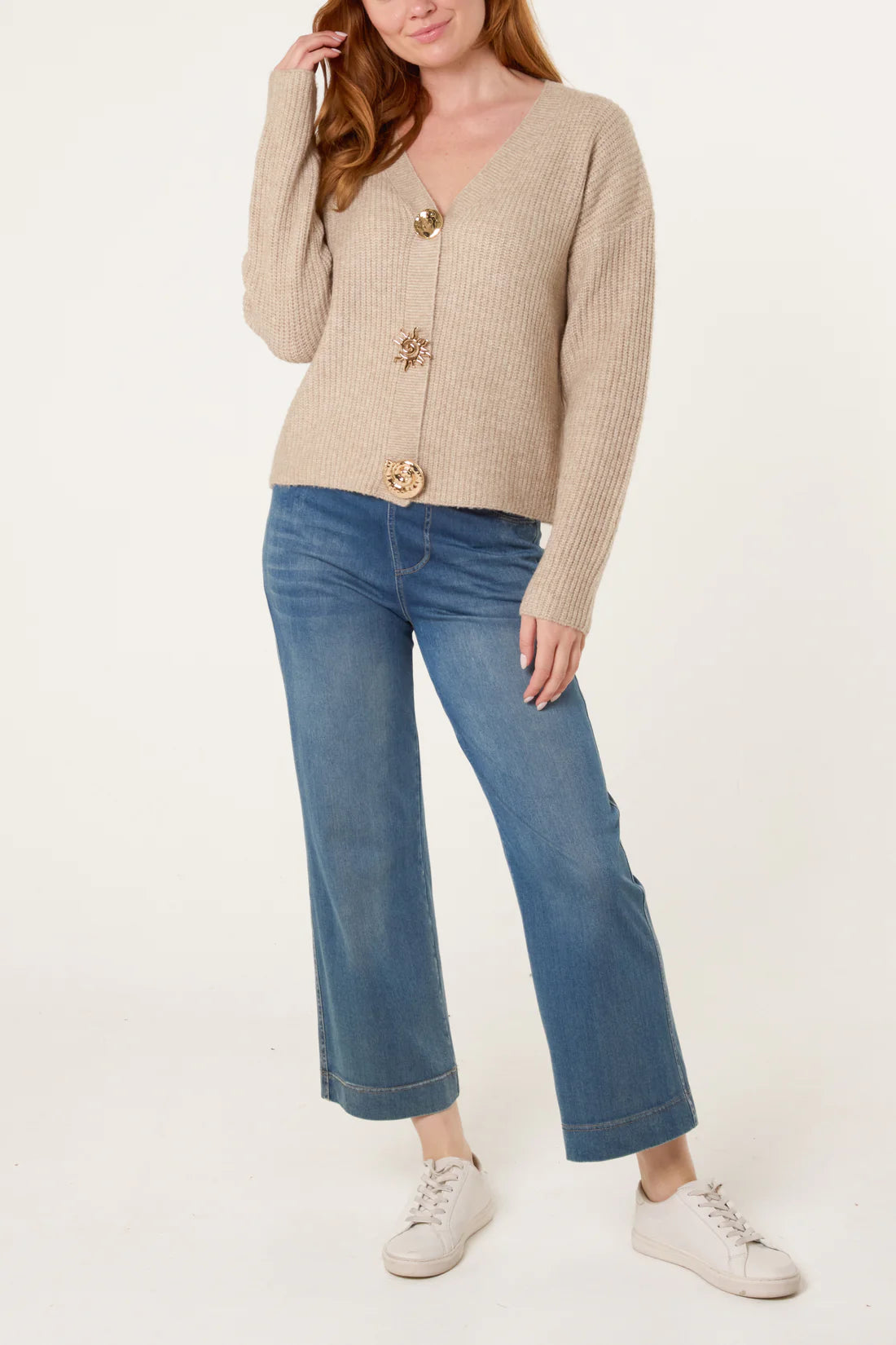 Beige Button Cardi