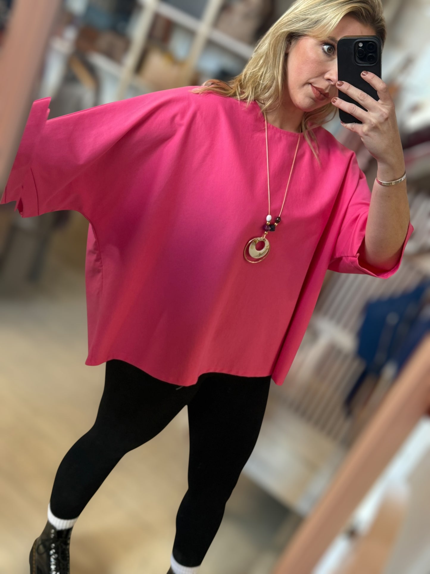 Oversized Tee Top & Necklace