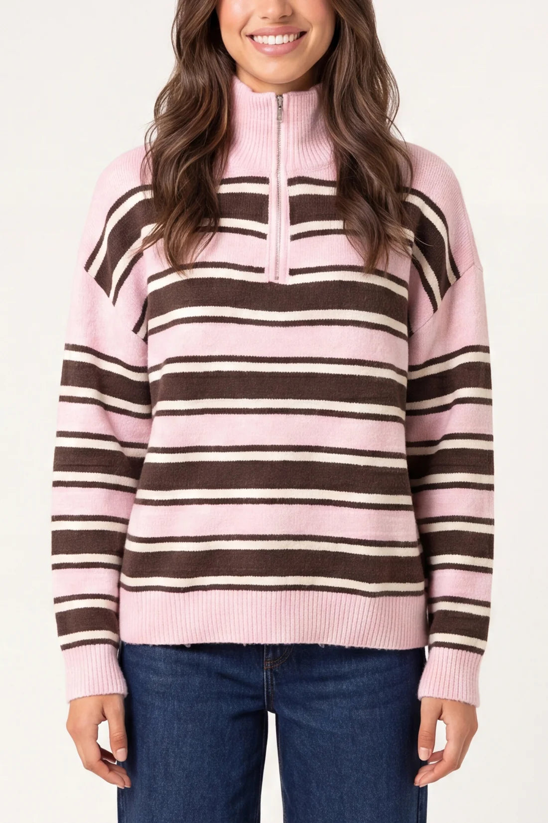 Stripe Zip Pink