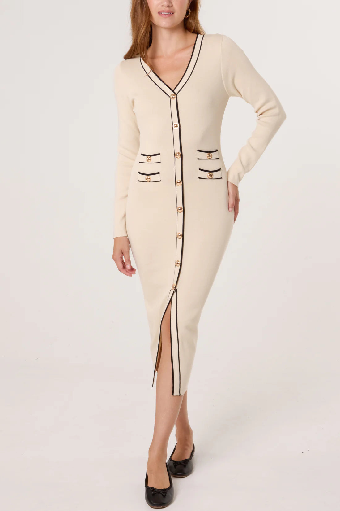 Gold Button Dress Stone