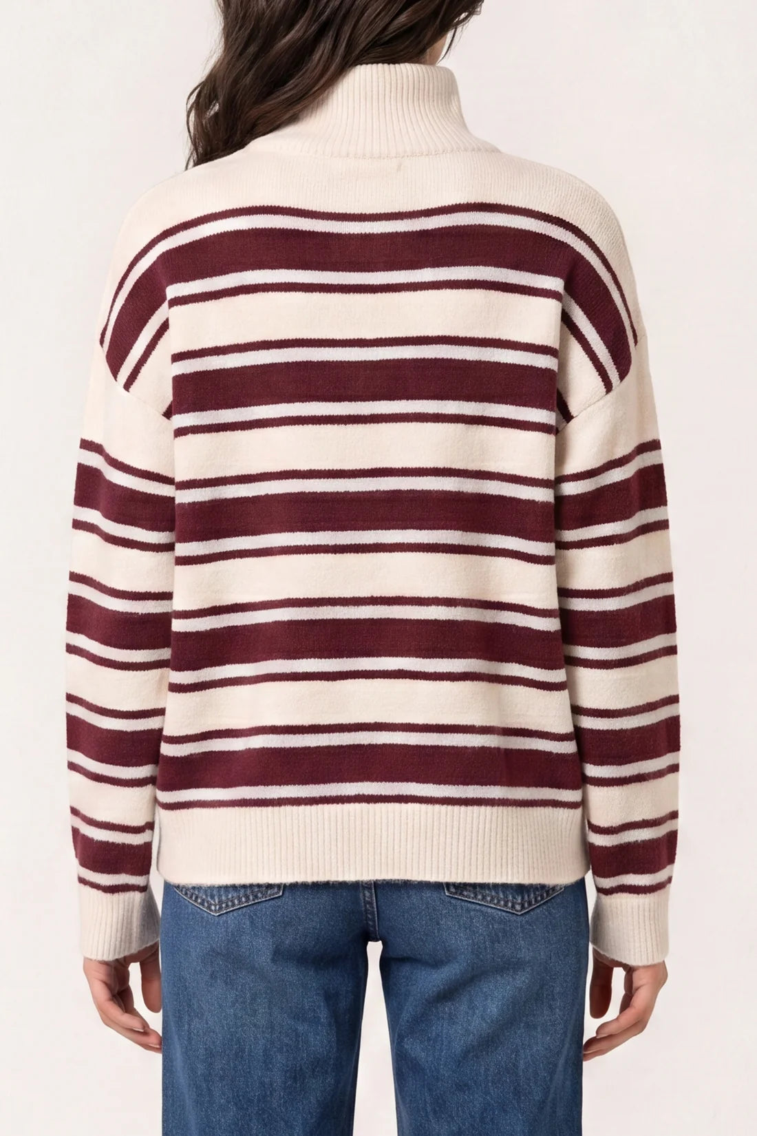 Stripe Zip Burgundy