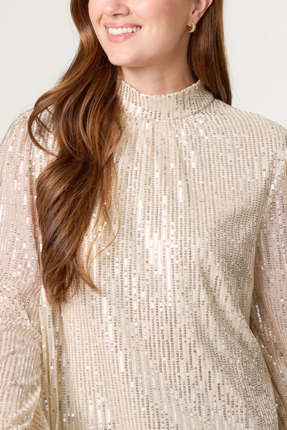 Sequin Highneck Champagne