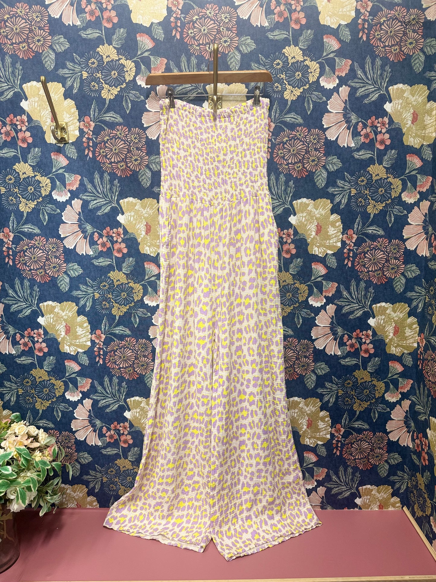 Leopard Shirred Jumpsuit