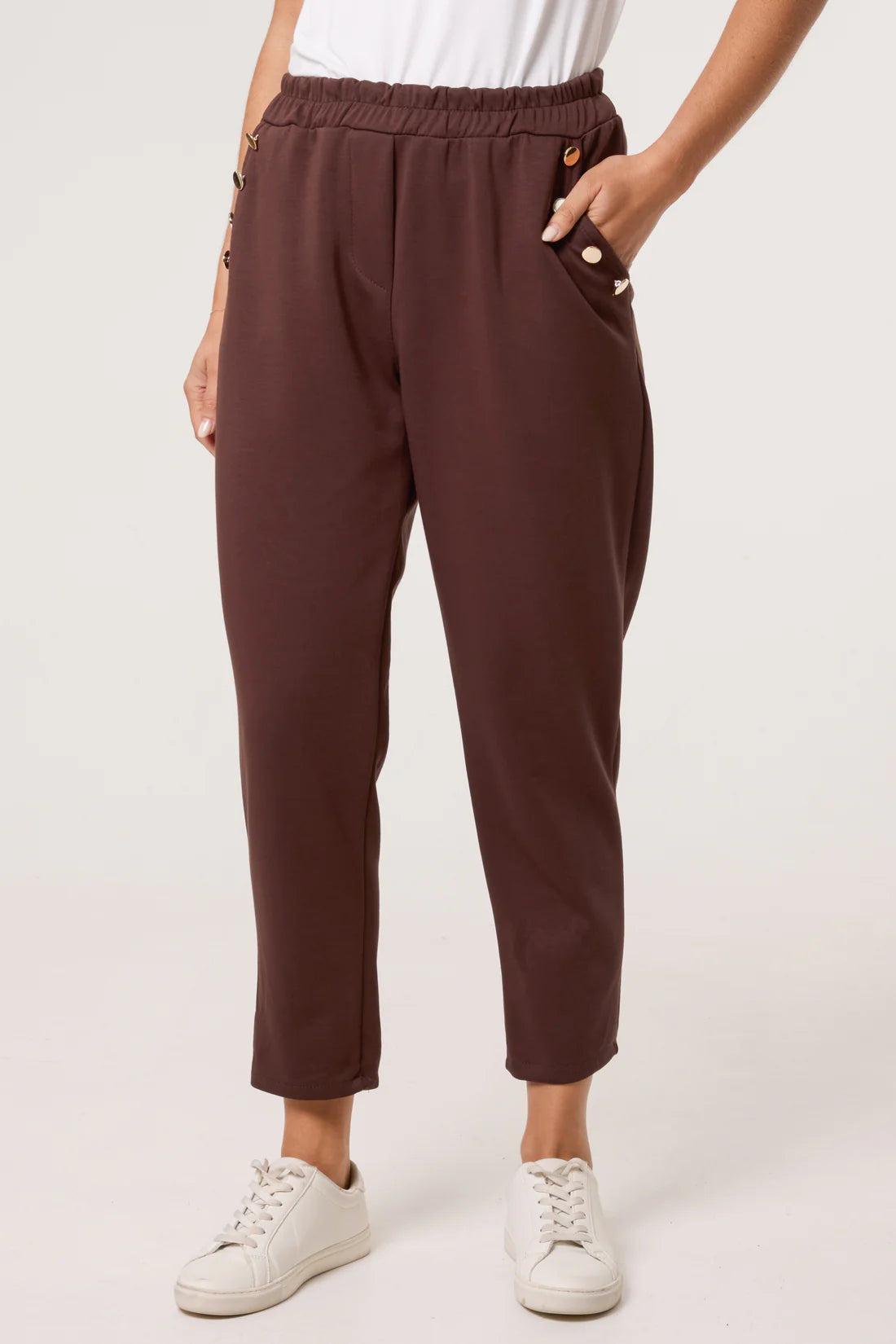 Gold Button Trouser Brown