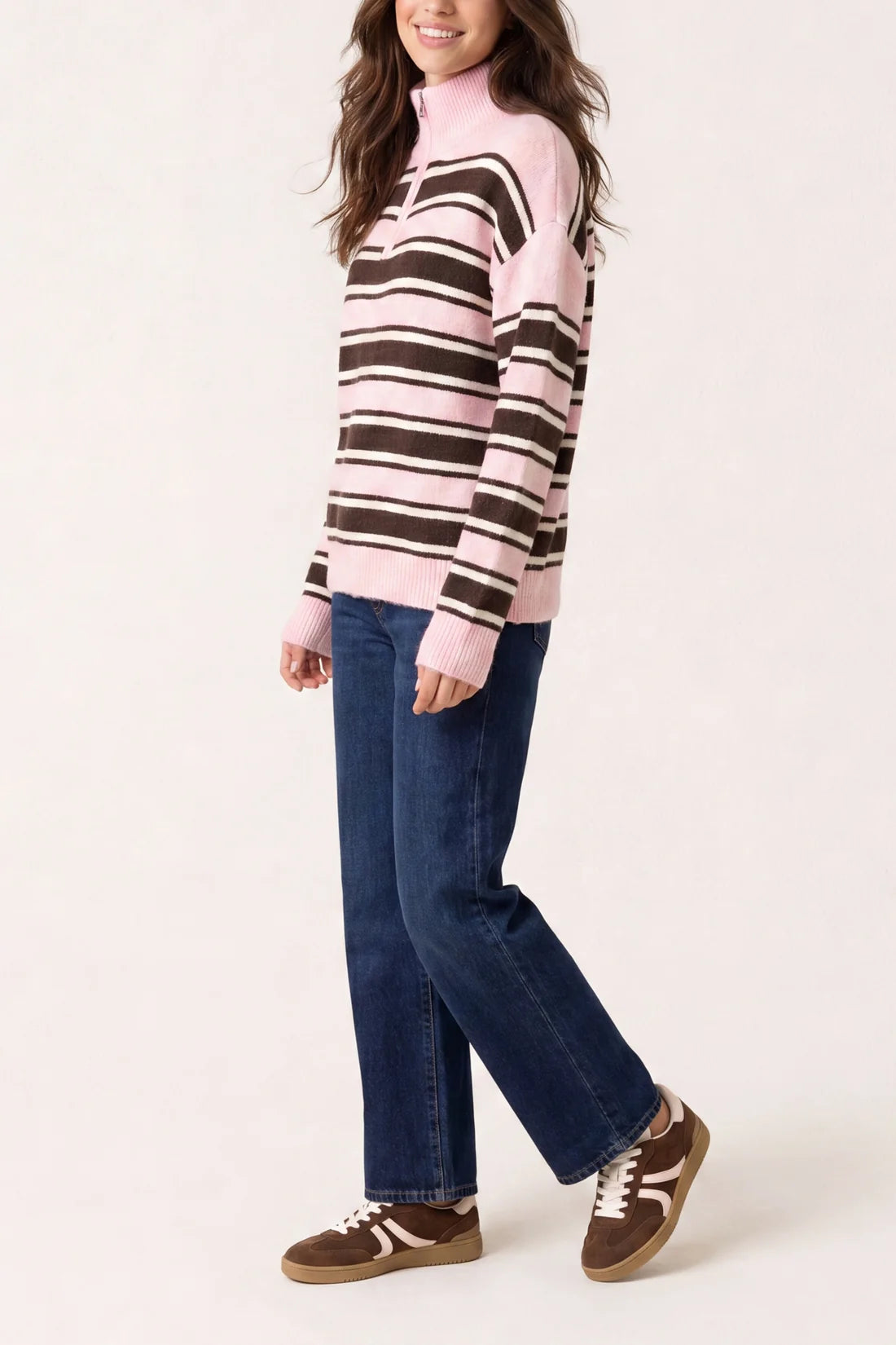 Stripe Zip Pink