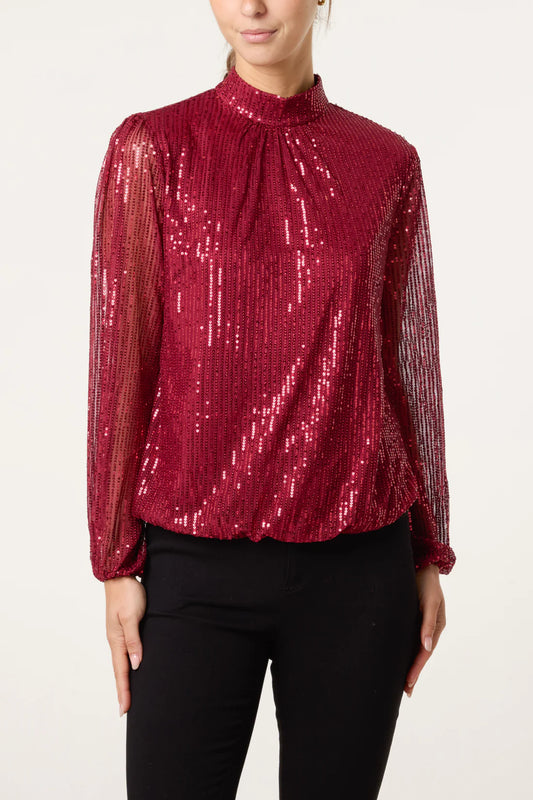 Sequin Highneck Burgundy