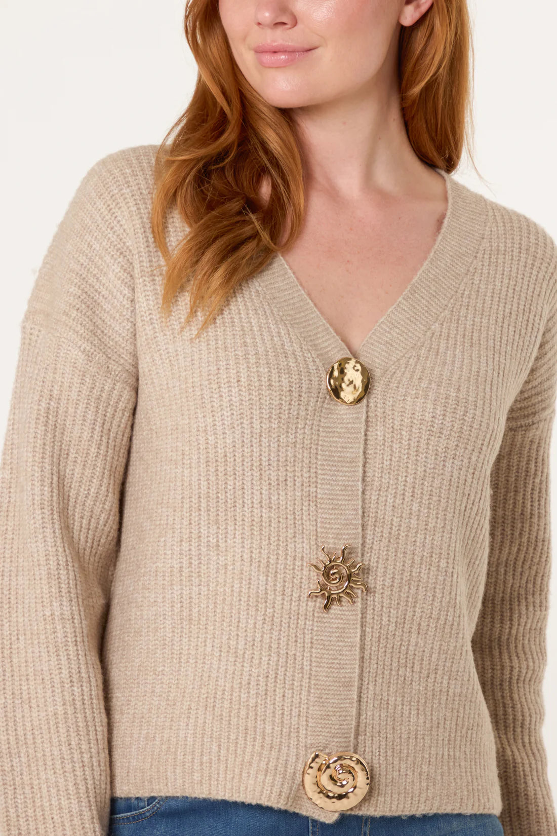 Beige Button Cardi