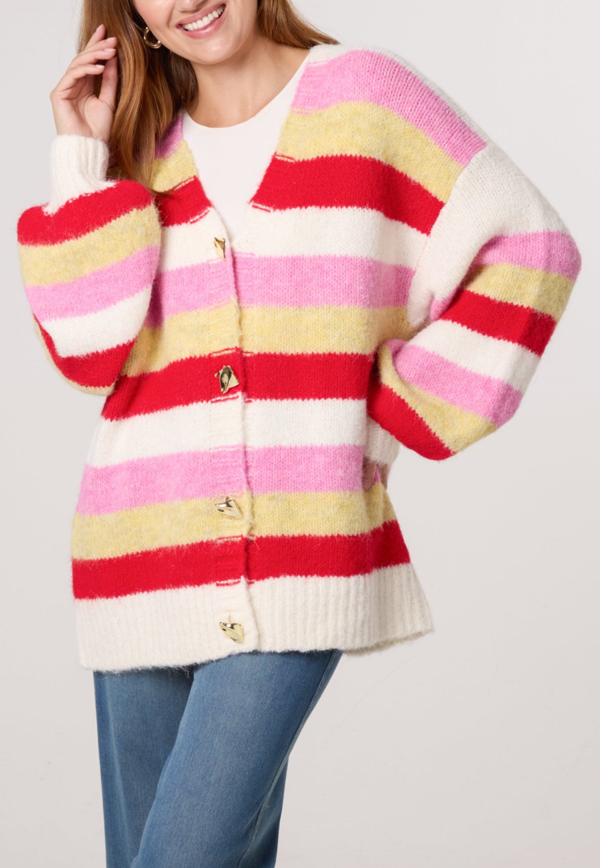 Stripe Button Cardi Yellow