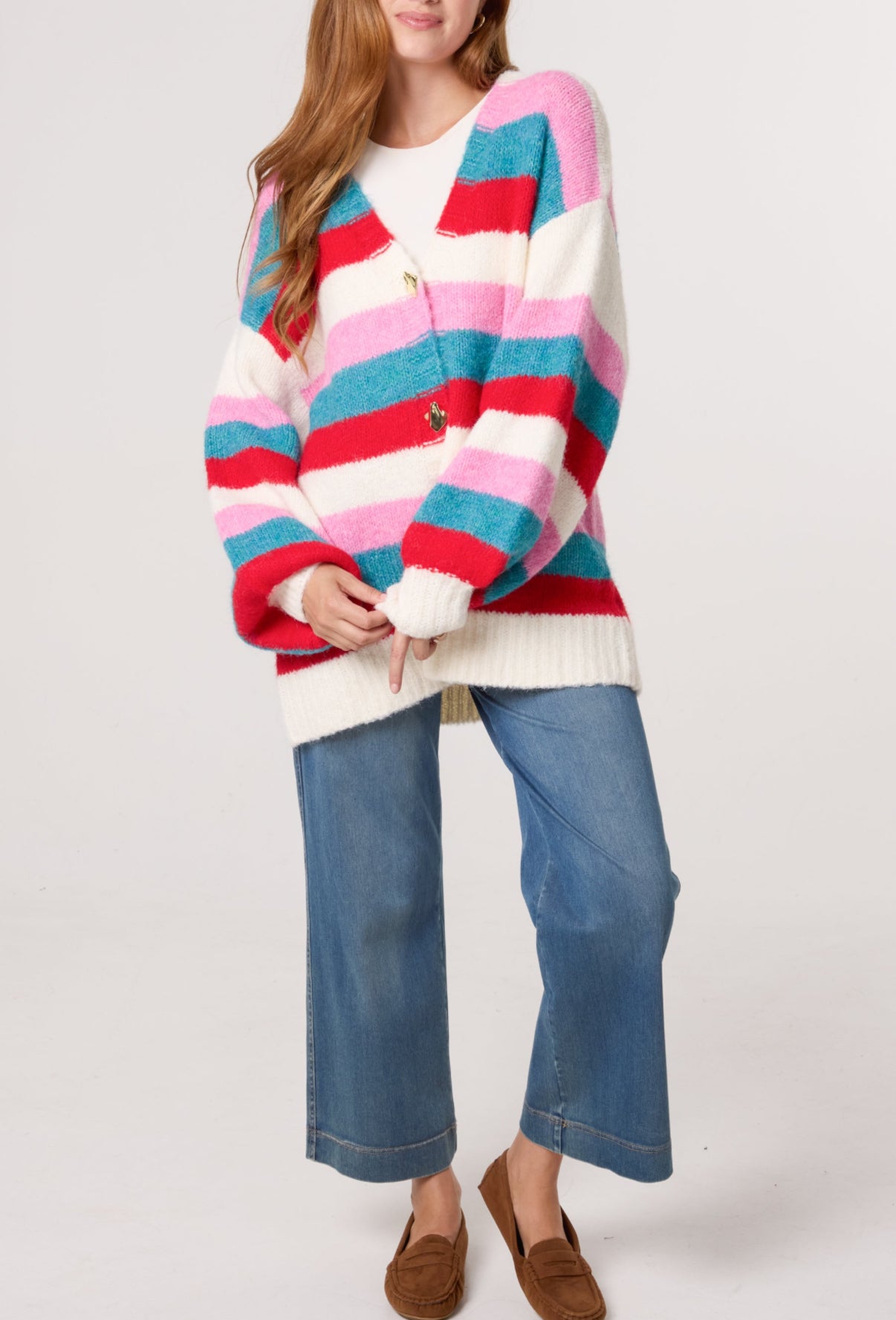 Stripe Button Cardi BLUE