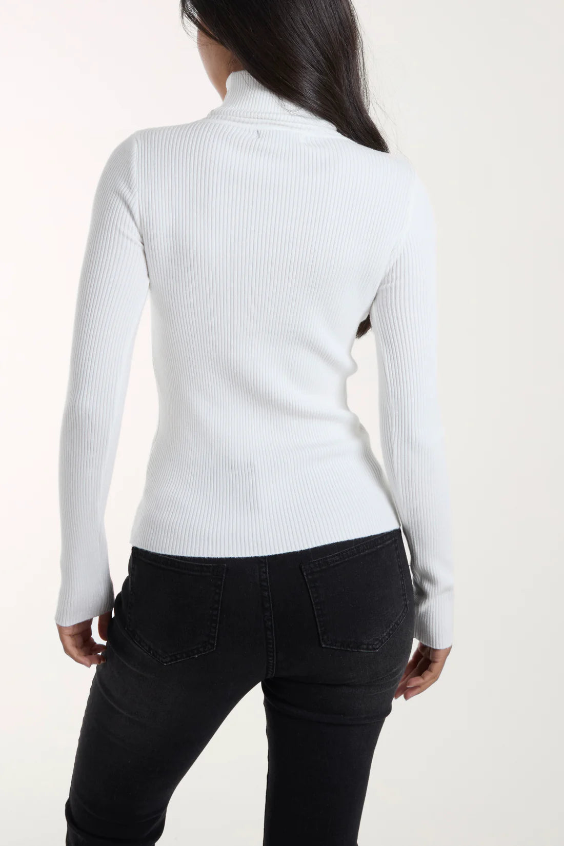 Roll Neck Ribbed Jumper Winter White
